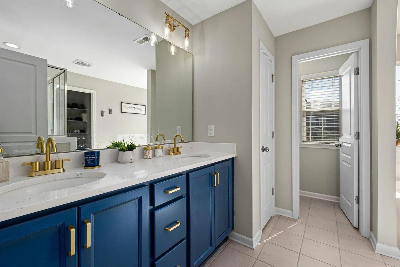 Navy vanity bathroom