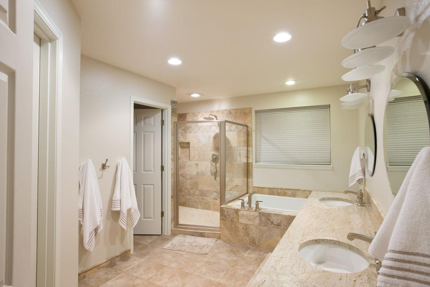 Travertine bathroom
