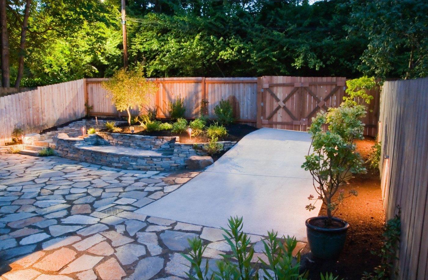 Flagstone patio and fire pit